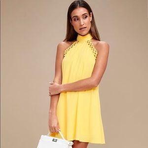 Yellow Lace Halter Dress